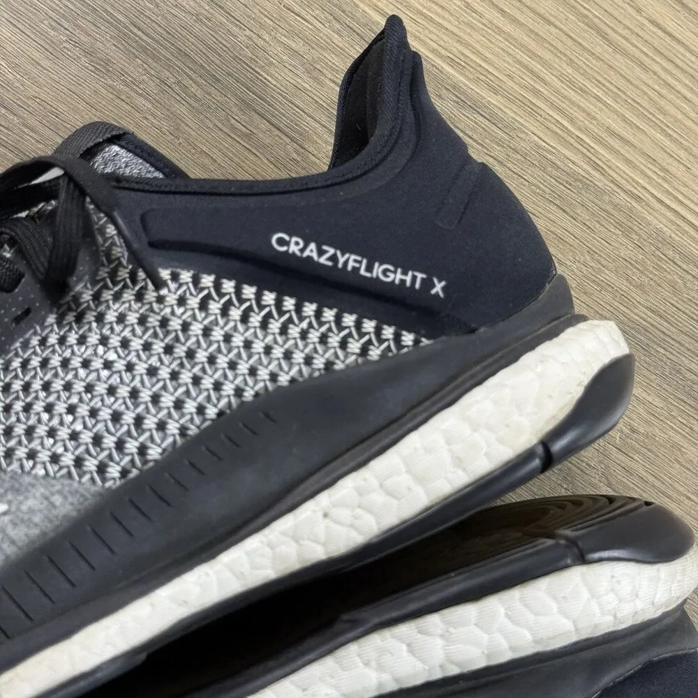 Adidas Shoes Women 11 Crazy Flight X2 Volleyball Black Silver Knit Boost
